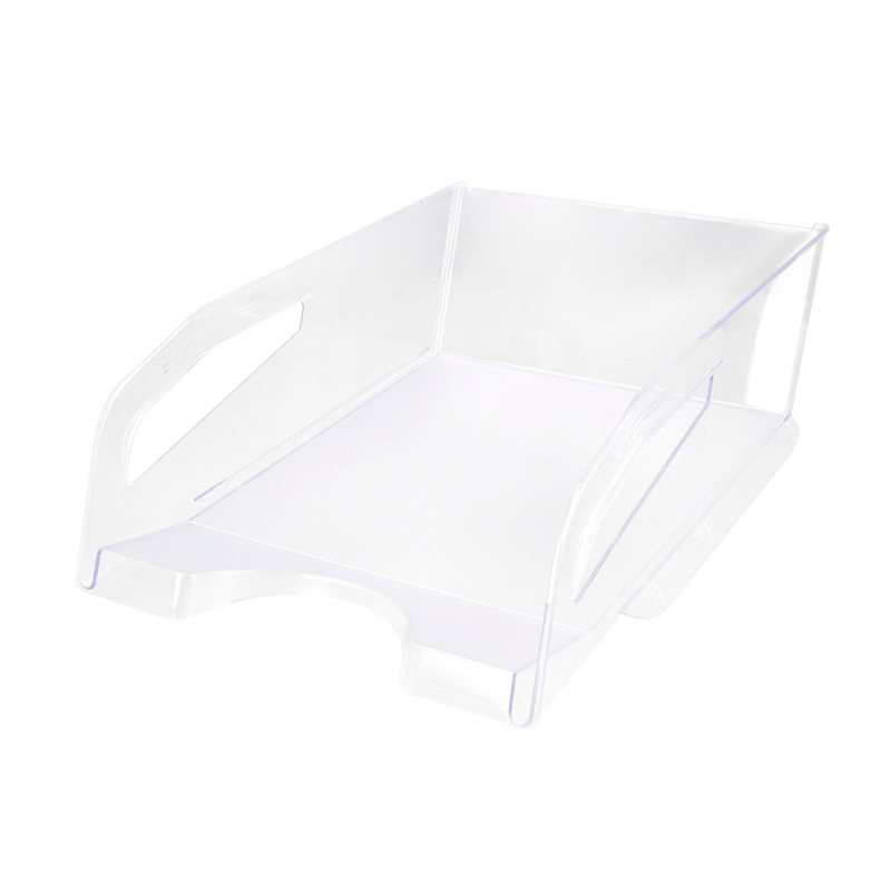 Bandeja sobremesa plastico q-connect gran capacidad con asa transparente 386x270x115mm