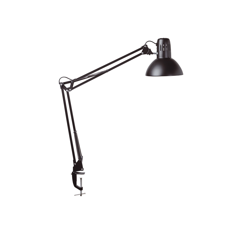 Lampara de escritorio maul metal 57w doble brazo cabezal orientable pinza negra