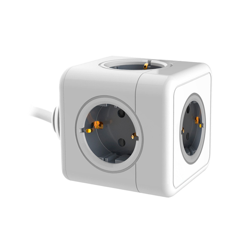 Regleta q-connect de cubo enchufe multiple power cube 5 en 1 cable de 1,4 mt 5 tomas de corriente 75x75x112mm
