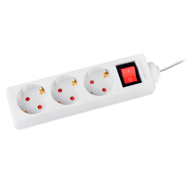 Regleta q-connect 3 tomas de corriente con interruptor longitud cable 1,5 mt color blanco