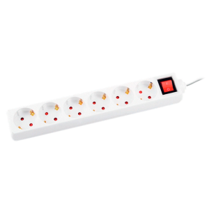 Regleta q-connect 6 tomas de corriente con interruptor longitud cable 1,5 mt color blanco