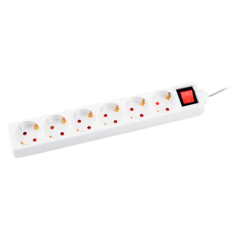 Regleta q-connect 6 tomas de corriente con interruptor longitud cable 1,5 mt color blanco