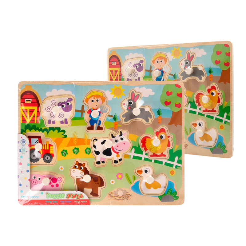 Puzle infantil imaginovo madera granja +18 meses 9 piezas 30x22,5x1,5cm