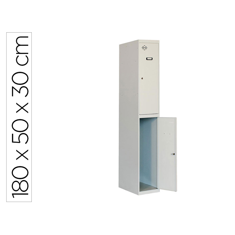 Taquilla metalica simonrack 2 puertas con cerradura montada respiradero y etiquetero gris/gris 1800x500x300 mm