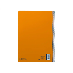 Cuaderno espiral liderpapel a4 smart tapa blanda 80h 75gr cuadro 4mm con margen color naranja