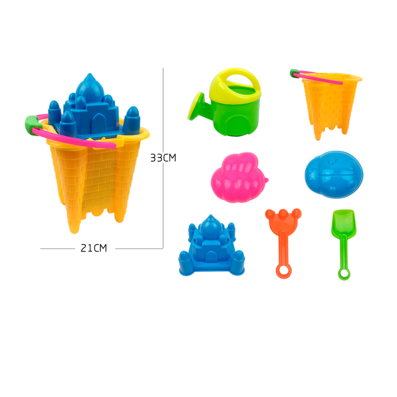 Cubo de playa ao zhi para jugar con la arena set 7 piezas palacio