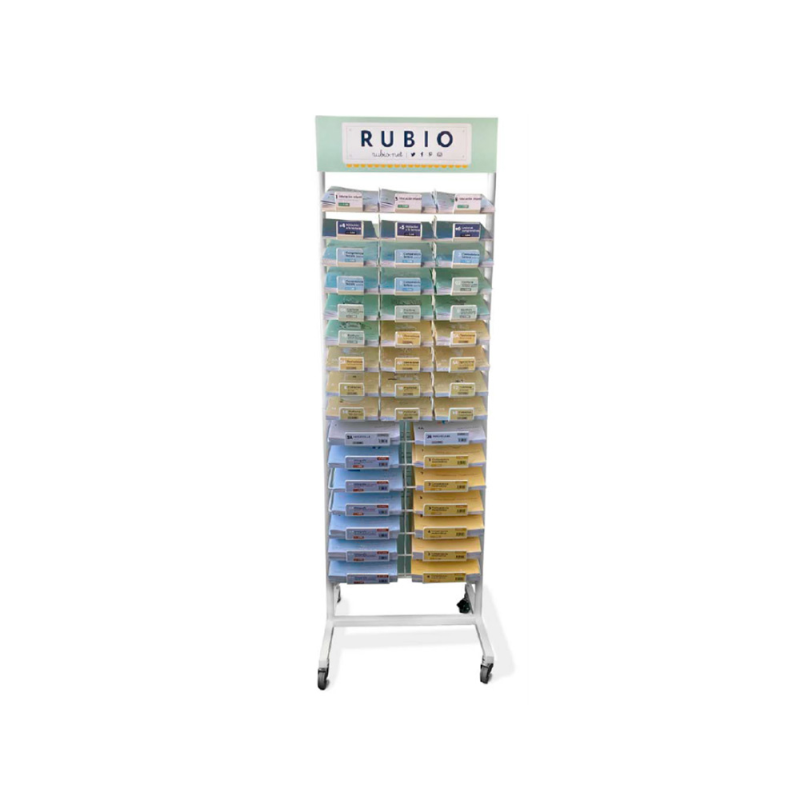 Expositor rubio suelo metalico pequeño cuadernos 400 unidades surtidas