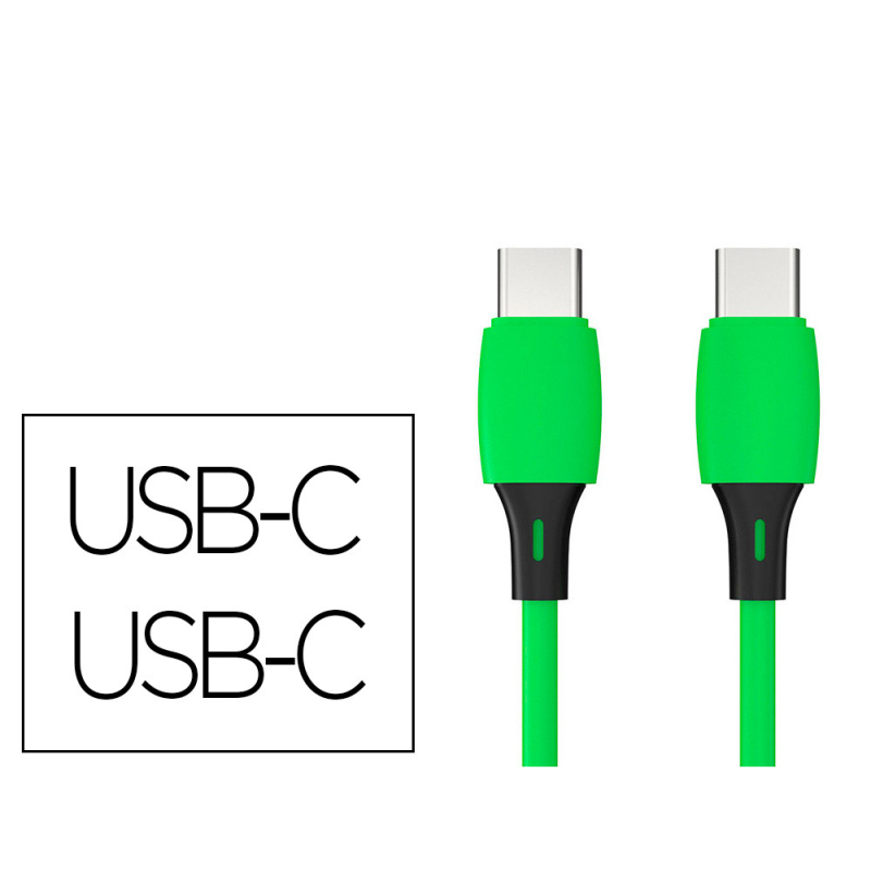Cable usb-c a usb-c q-connect pvc longitud 2m verde