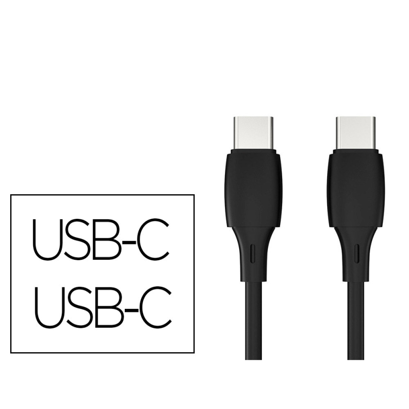 Cable usb-c a usb-c q-connect pvc longitud 1m negro