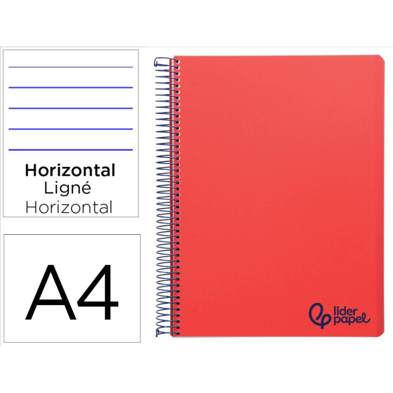 Cuaderno espiral liderpapel a4 micro wonder tapa plastico 120h 90gr horizontal 5 bandas 4 taladros colores