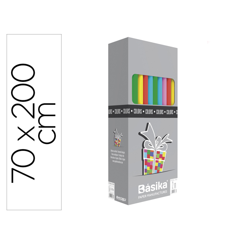 Papel de regalo basika 10 colores rollo ancho 70 cm longitud 2 mt colores surtidos gramaje 60 gr