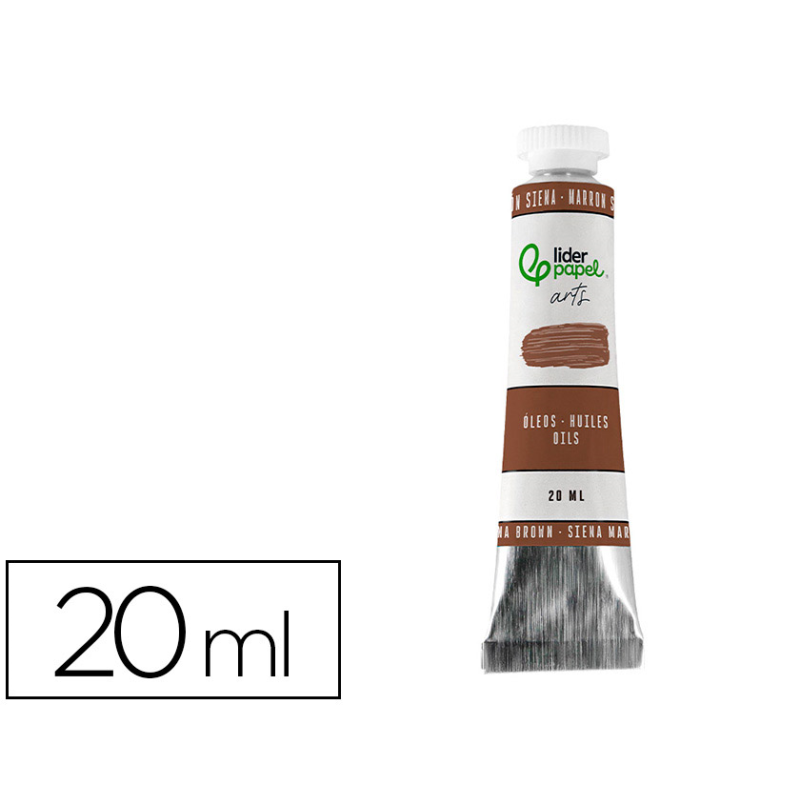 Pintura al oleo liderpapel tubo de aluminio de 20 ml color marron siena