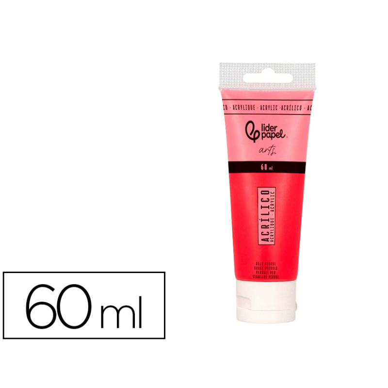 Pintura acrilica liderpapel tubo de plastico de 60 ml color rojo pirrol