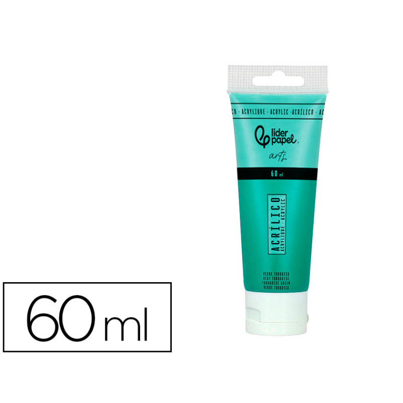 Pintura acrilica liderpapel tubo de plastico de 60 ml color verde turquesa
