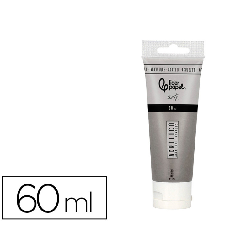 Pintura acrilica liderpapel tubo de plastico de 60 ml color gris