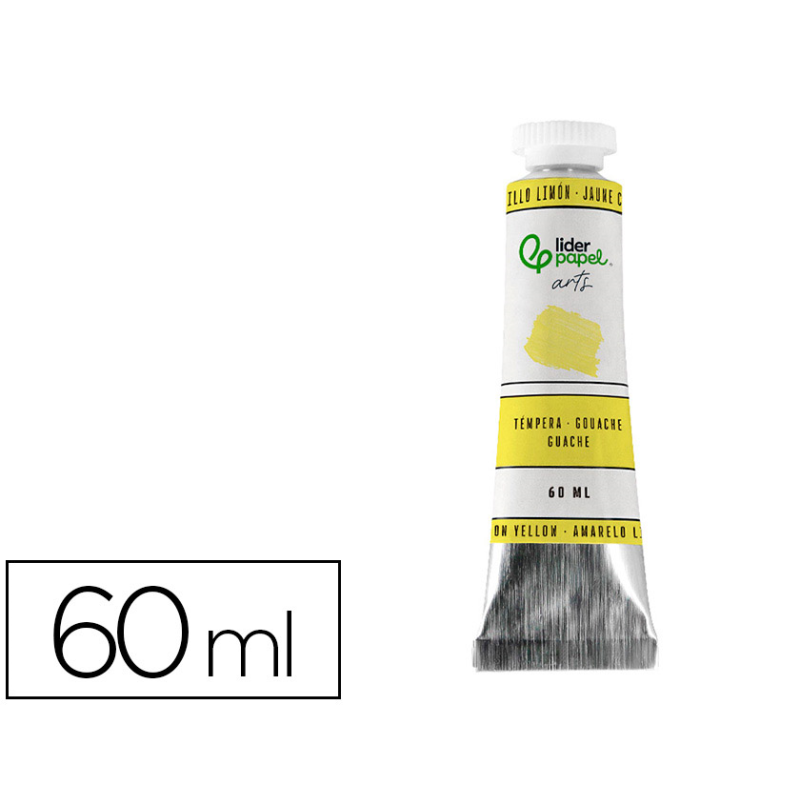 Pintura gouache/tempera liderpapel tubo de aluminio de 60 ml color amarillo limon