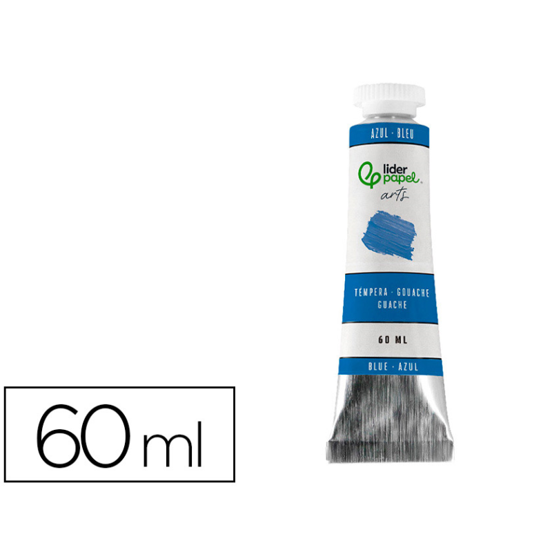 Pintura gouache/tempera liderpapel tubo de aluminio de 60 ml color azul