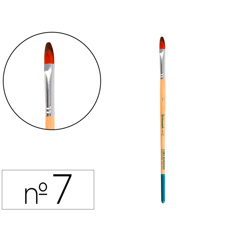 Pincel para pintura acrilica y acuarela liderpapel n 7 punta filbert / lengua gato de pelo sintetico certificado