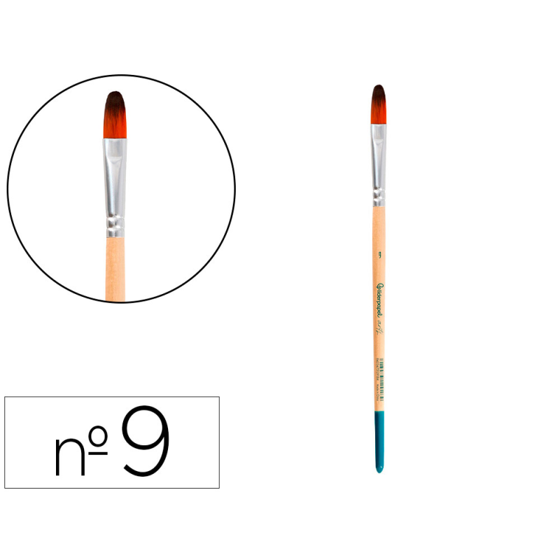 Pincel para pintura acrilica y acuarela liderpapel n 9 punta filbert / lengua gato de pelo sintetico certificado