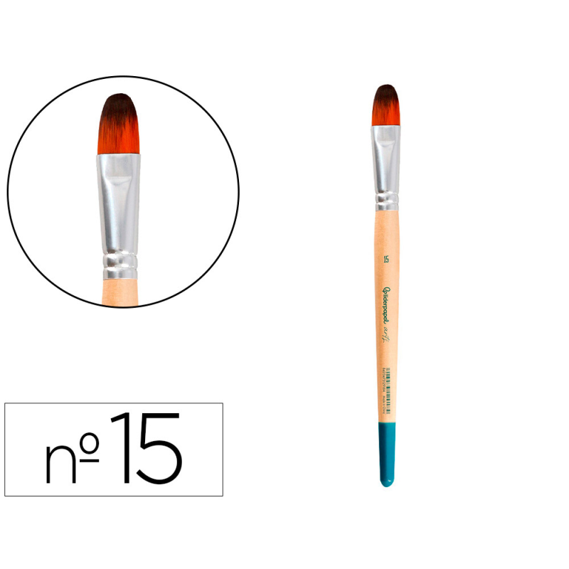 Pincel para pintura acrilica y acuarela liderpapel n 15 punta filbert / lengua gato de pelo sintetico certificado