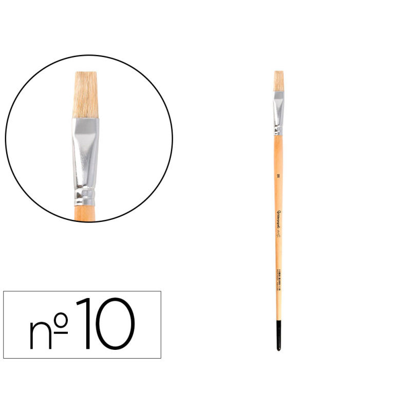 Pincel para pintura al oleo y acrilica liderpapel n 10 punta plana de pelo de cerda certificado fsc