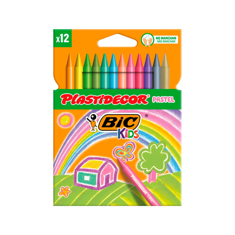 Lapices cera plastidecor pastel caja de 12 unidades colores surtidos