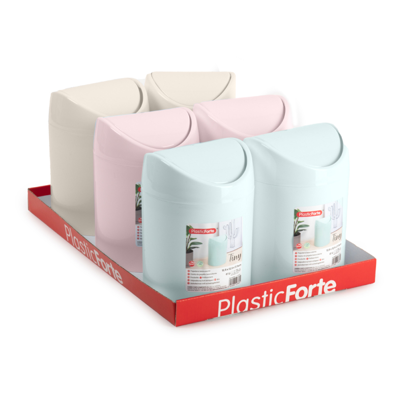 Papelera plastico plasticforte tiny sobremesa 1,4l colores surtidos 12,5x12,5x17,5 cm