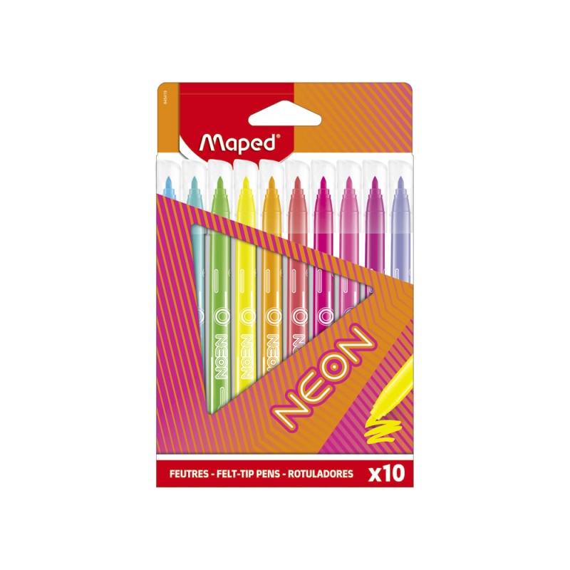Rotulador maped fluorescente neon caja de 10 unidades colores surtidos