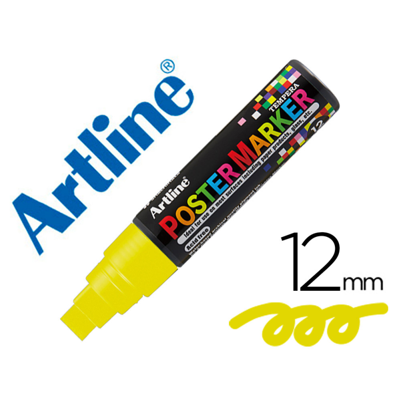 Rotulador artline poster marker epp-12 punta rectangular 12 mm color amarillo fluor