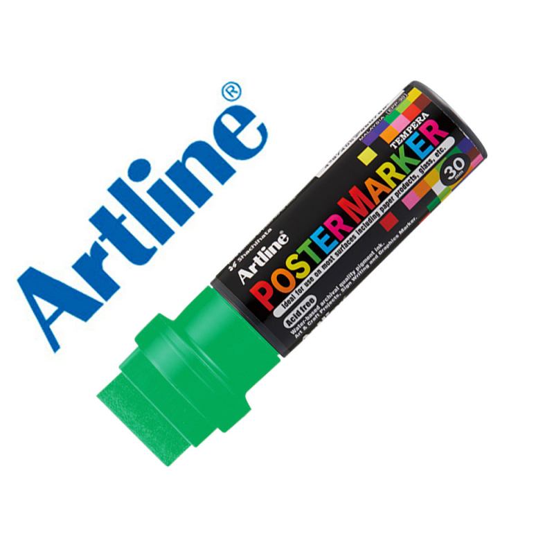 Rotulador artline poster marker epp-30 punta rectangular 30 mm color verde fluor