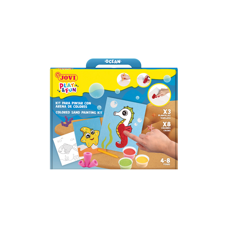 Juego jovi play&fun pinta con arena de colores animales marinos
