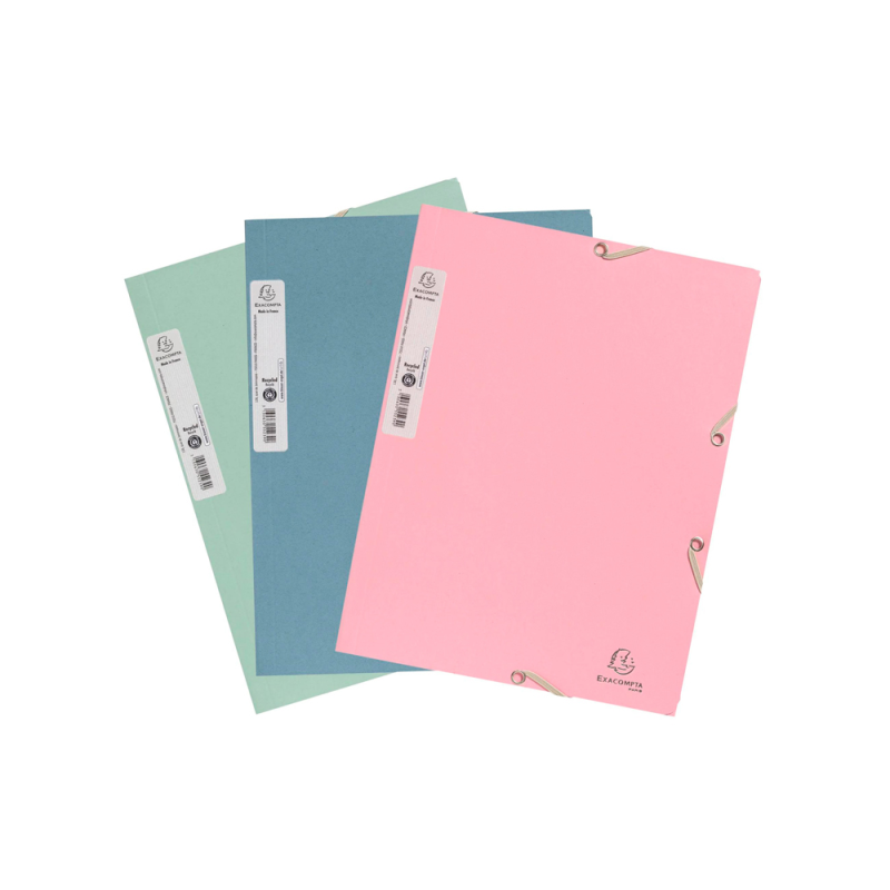 Carpeta exacompta autentik gomas carton reciclado tres solapas din a4+ pack de 6 colores surtidos
