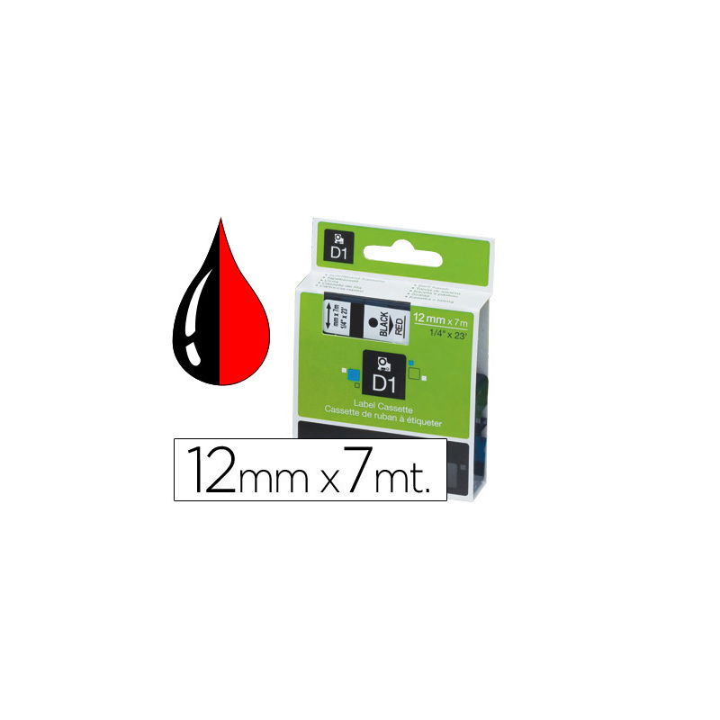 Cinta dymo 1000 negro-rojo 12mm x 7mt d1