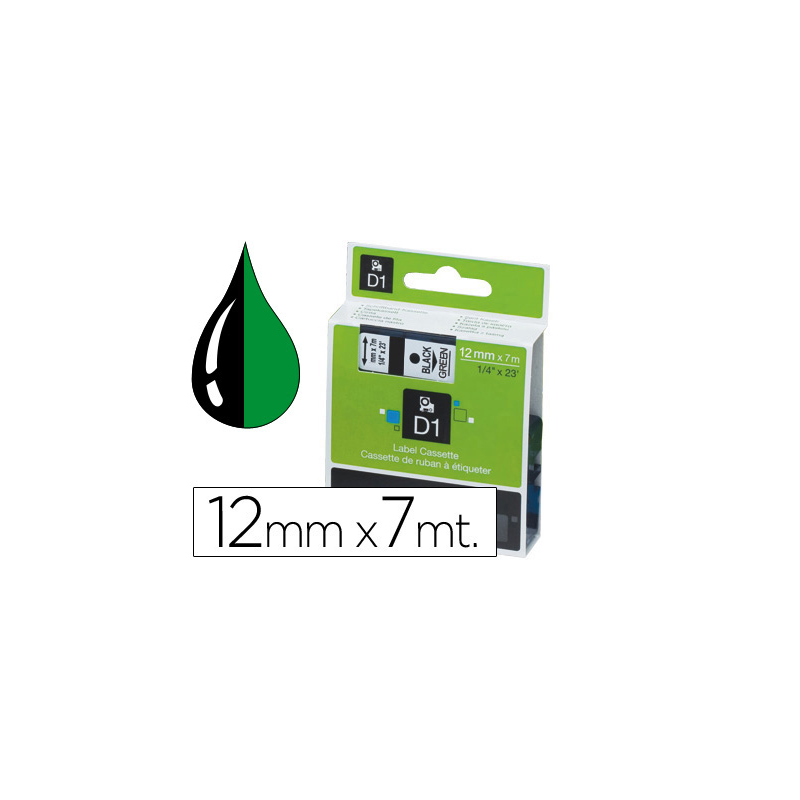 Cinta dymo 1000 negro-verde 12mm x 7mt d1