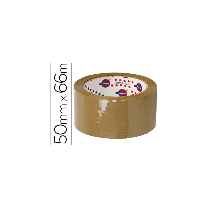 Cinta adhesiva eurocel polipropileno havana 66 mt x 50 mm para embalaje