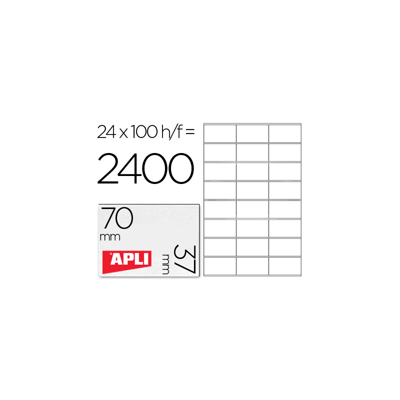 Etiqueta adhesiva apli 1273 tamaño 70x37 mm fotocopiadora laser ink-jet caja con 100 hojas din a4