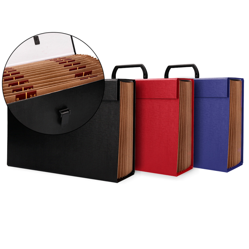 Maletin liderpapel con fuelle y asa carton forrado 19 departamentos 255x390x120 mm colores surtidos