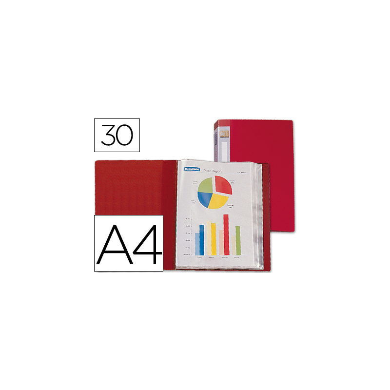 Carpeta liderpapel personaliza 37020 30 fundas polipropileno din a4 roja lomo personalizable