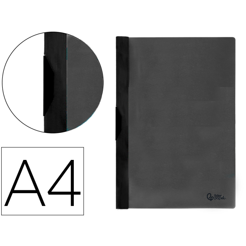 Carpeta liderpapel dossier pinza lateral 35365 polipropileno din a4 negra 30 hojas pinza deslizante