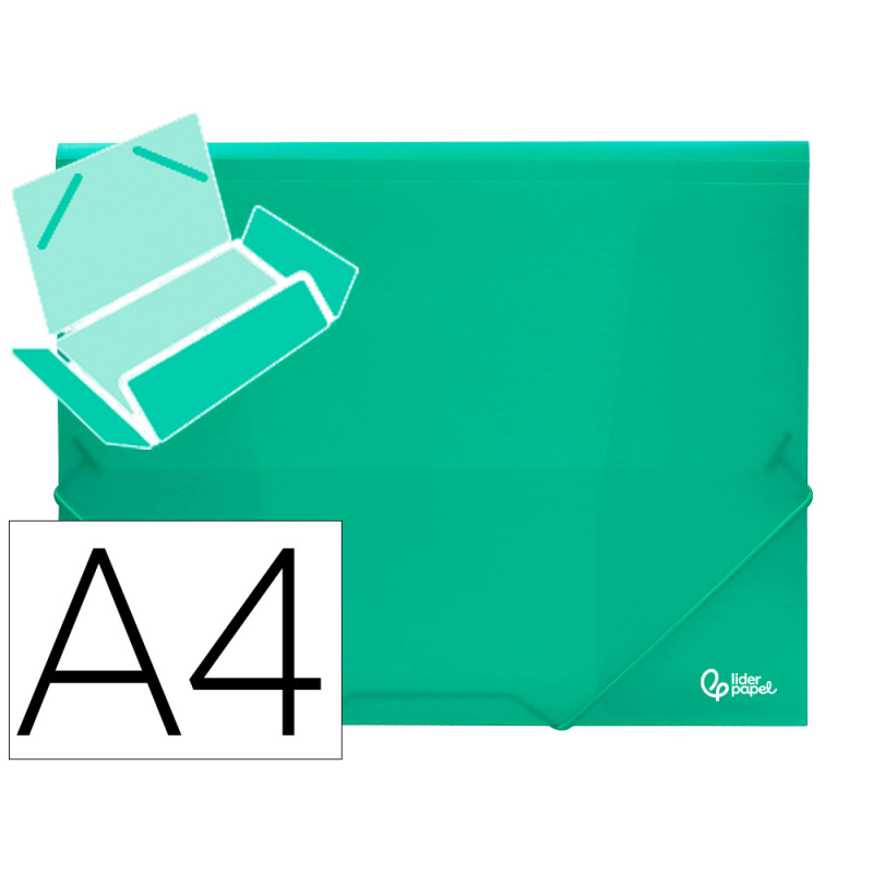 Carpeta liderpapel gomas solapas 34963 polipropileno din a4 verde translucido