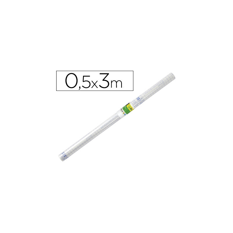 Rollo plastico adhesivo liderpapel 0.50x3 mt 50 mc forralibros removible