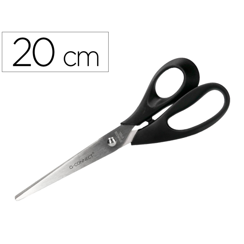 Tijera oficina q-connect inoxidable 8/' 20 cm en blister
