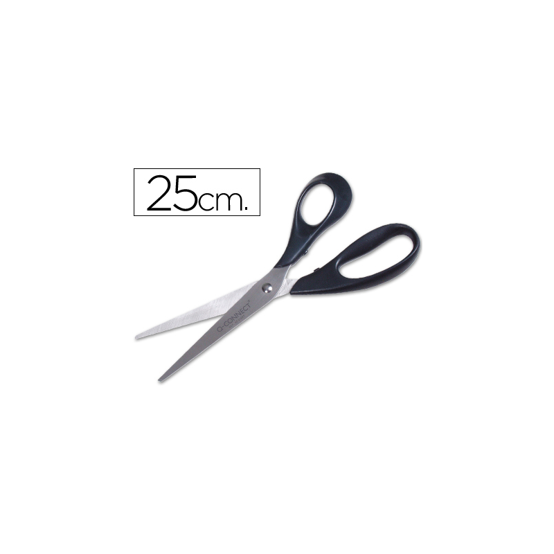 Tijera oficina q-connect inoxidable 10/' 25 cm blister