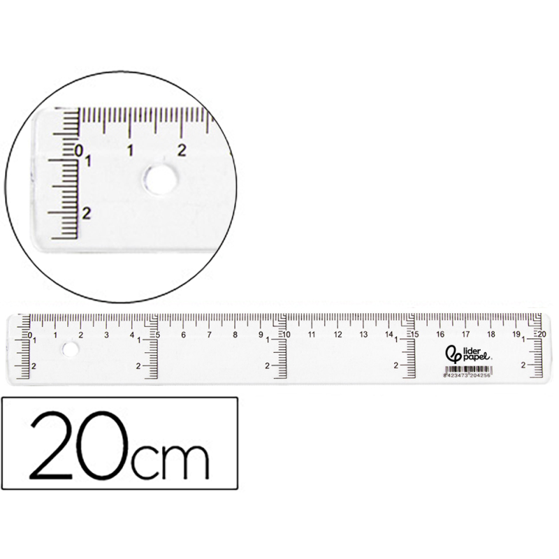 Regla liderpapel plastico cristal 20 cm