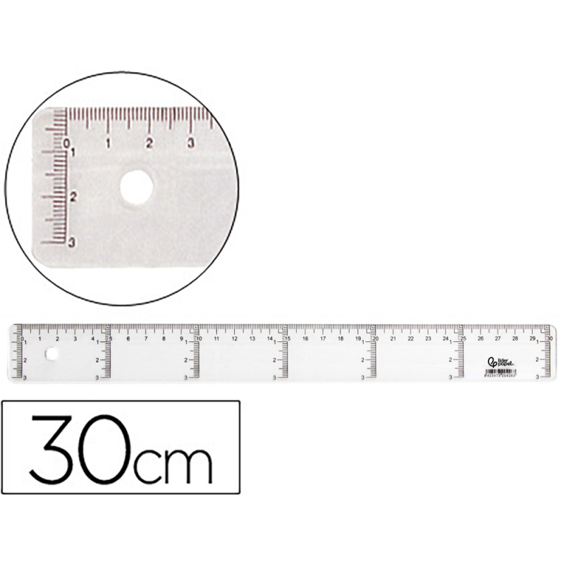 Regla liderpapel plastico cristal 30 cm