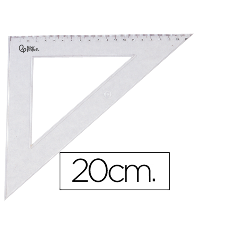Escuadra liderpapel 20 cm plastico cristal
