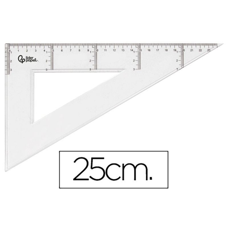 Escuadra liderpapel 25 cm plastico cristal