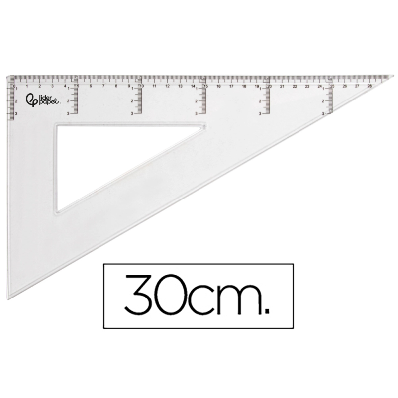 Escuadra liderpapel 30 cm plastico cristal