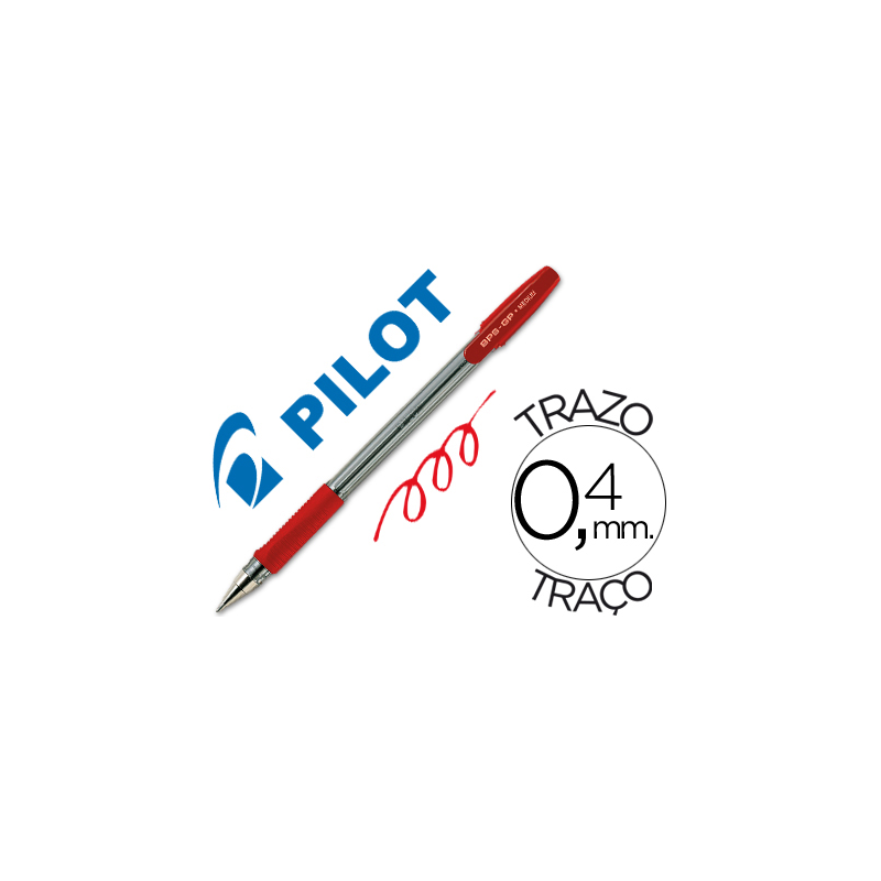 Boligrafo pilot bps-gp rojo sujecion de caucho tinta base de aceite con capuchon