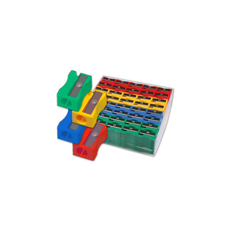 Sacapuntas liderpapel plastico 1 uso caja de 120 unidades colores surtidos